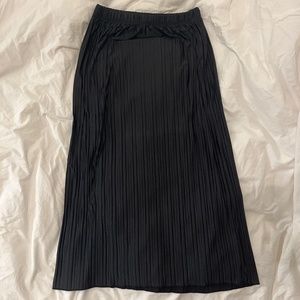 Zara fluted black satin midi skirt, like new